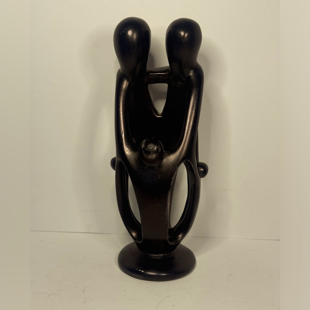 Dancing Parents & Child Black Figurine Abstract Sculpture Decor Modern Art